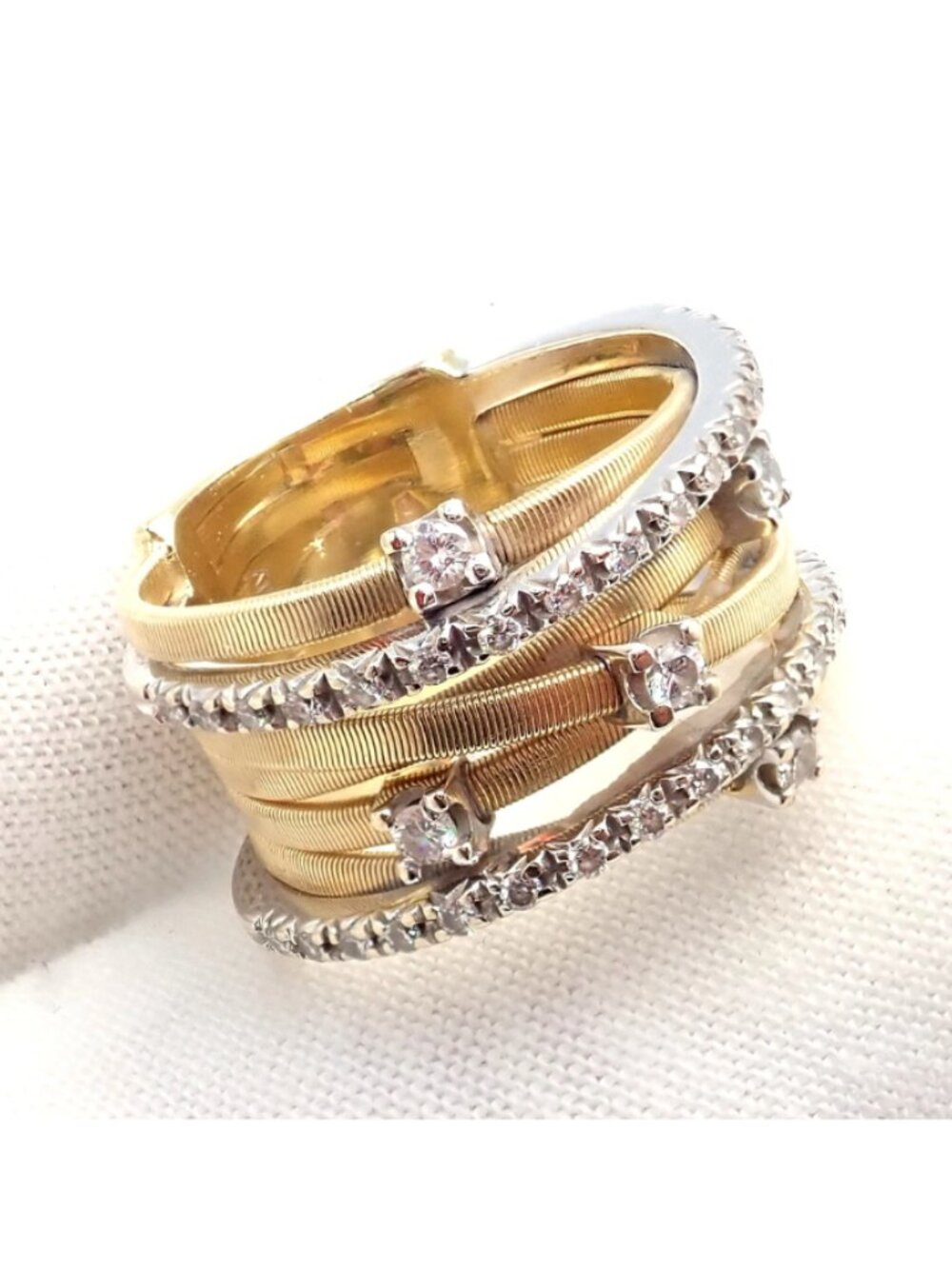 Authentic! Marco Bicego 18k Yellow White Gold Diamond 7 Row Goa Ring sz 6.5 - Picture 12 of 14